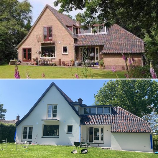 Before after buiten gevelisolatie